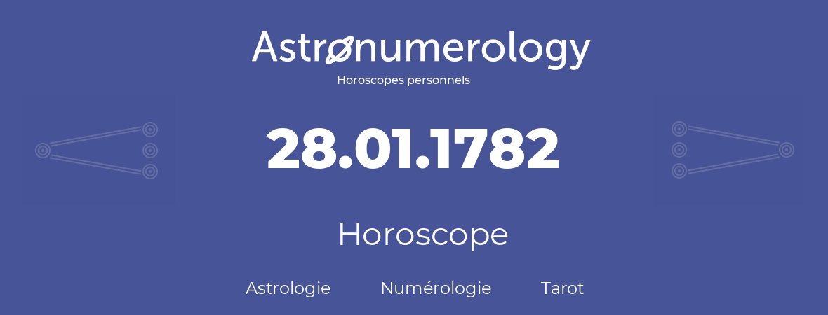 Horoscope pour anniversaire (jour de naissance): 28.01.1782 (28 Janvier 1782)