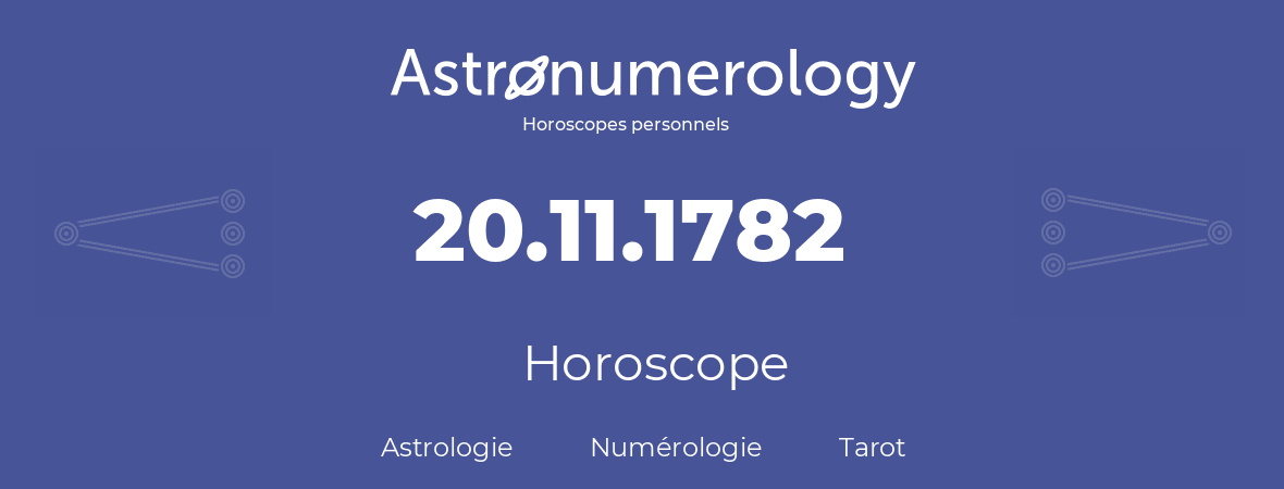 Horoscope pour anniversaire (jour de naissance): 20.11.1782 (20 Novembre 1782)