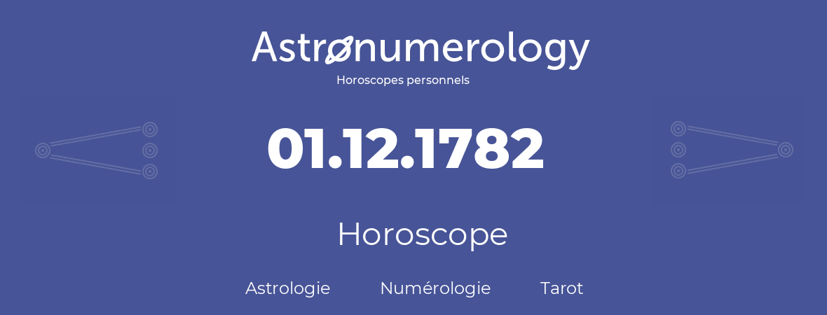 Horoscope pour anniversaire (jour de naissance): 01.12.1782 (1 Décembre 1782)