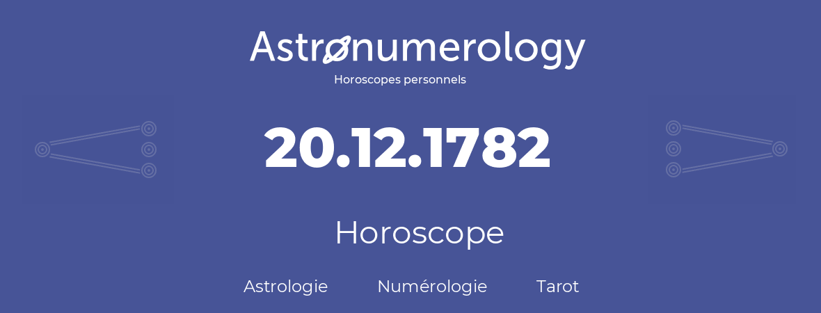 Horoscope pour anniversaire (jour de naissance): 20.12.1782 (20 Décembre 1782)