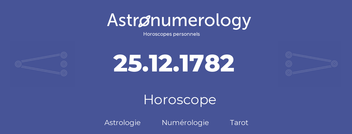 Horoscope pour anniversaire (jour de naissance): 25.12.1782 (25 Décembre 1782)
