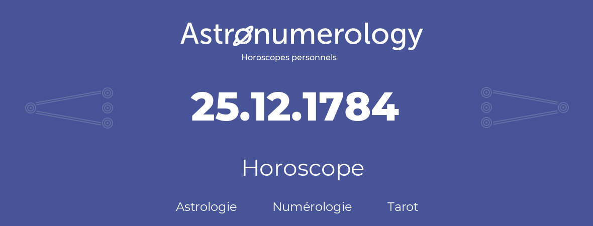Horoscope pour anniversaire (jour de naissance): 25.12.1784 (25 Décembre 1784)
