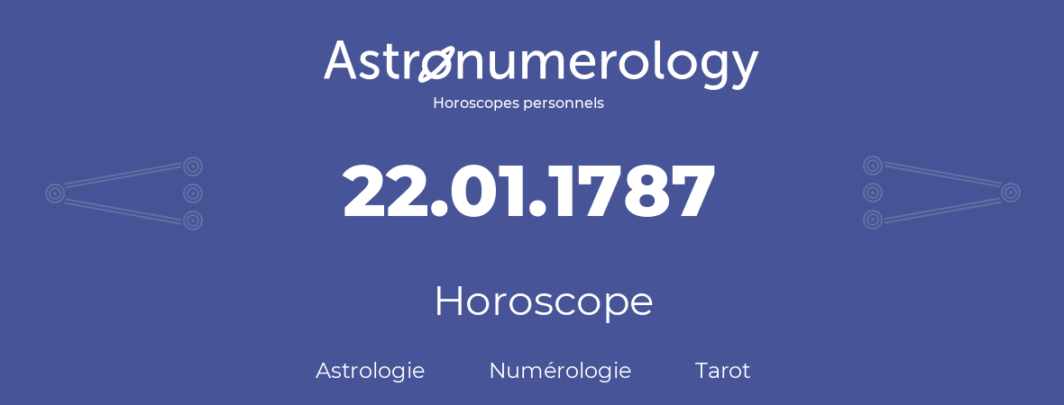 Horoscope pour anniversaire (jour de naissance): 22.01.1787 (22 Janvier 1787)
