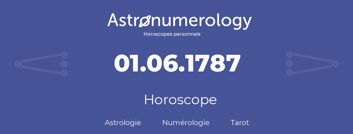 Horoscope pour anniversaire (jour de naissance): 01.06.1787 (01 Juin 1787)