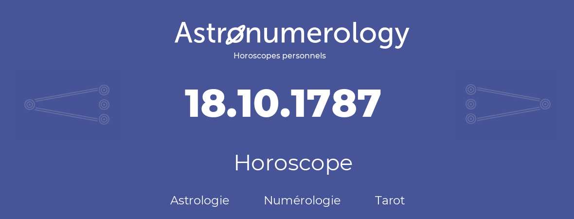 Horoscope pour anniversaire (jour de naissance): 18.10.1787 (18 Octobre 1787)