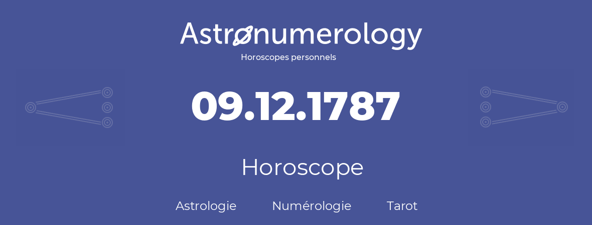 Horoscope pour anniversaire (jour de naissance): 09.12.1787 (9 Décembre 1787)