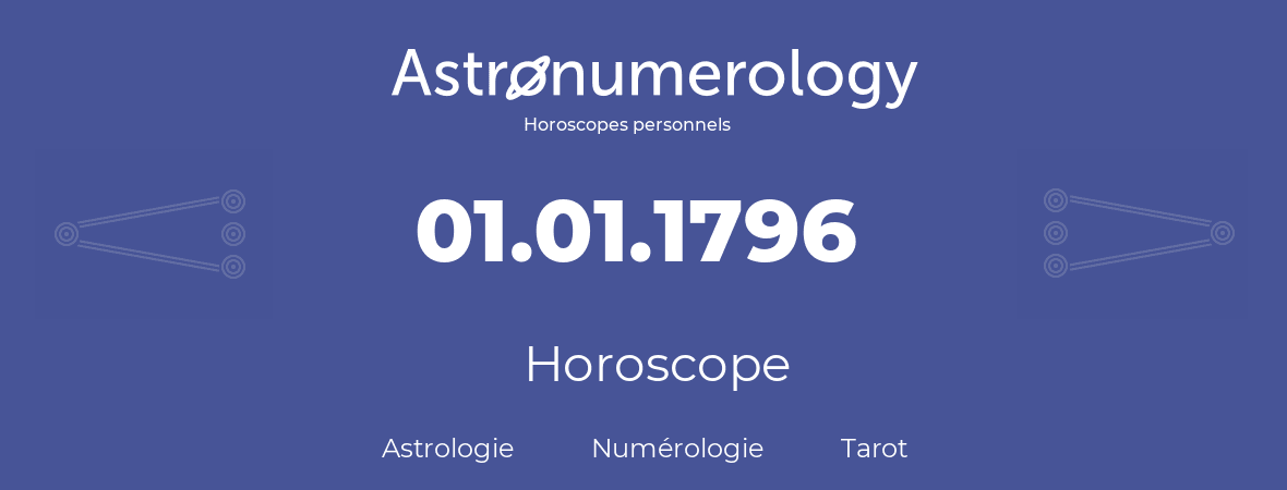 Horoscope pour anniversaire (jour de naissance): 01.01.1796 (1 Janvier 1796)
