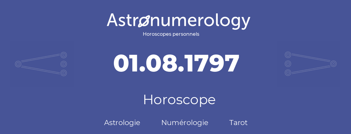 Horoscope pour anniversaire (jour de naissance): 01.08.1797 (1 Août 1797)
