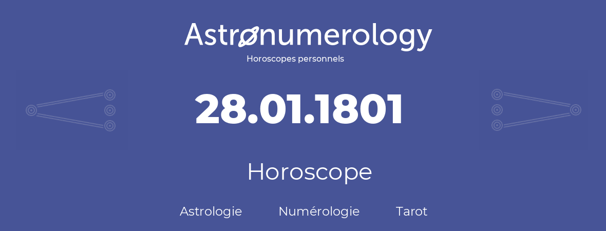 Horoscope pour anniversaire (jour de naissance): 28.01.1801 (28 Janvier 1801)