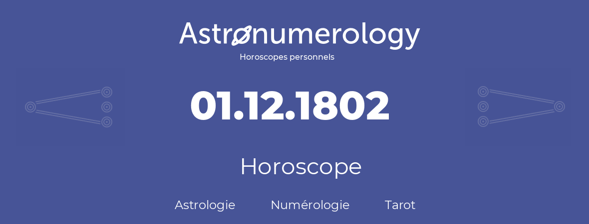 Horoscope pour anniversaire (jour de naissance): 01.12.1802 (1 Décembre 1802)
