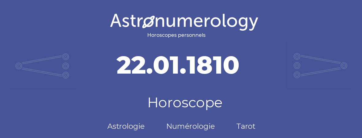 Horoscope pour anniversaire (jour de naissance): 22.01.1810 (22 Janvier 1810)