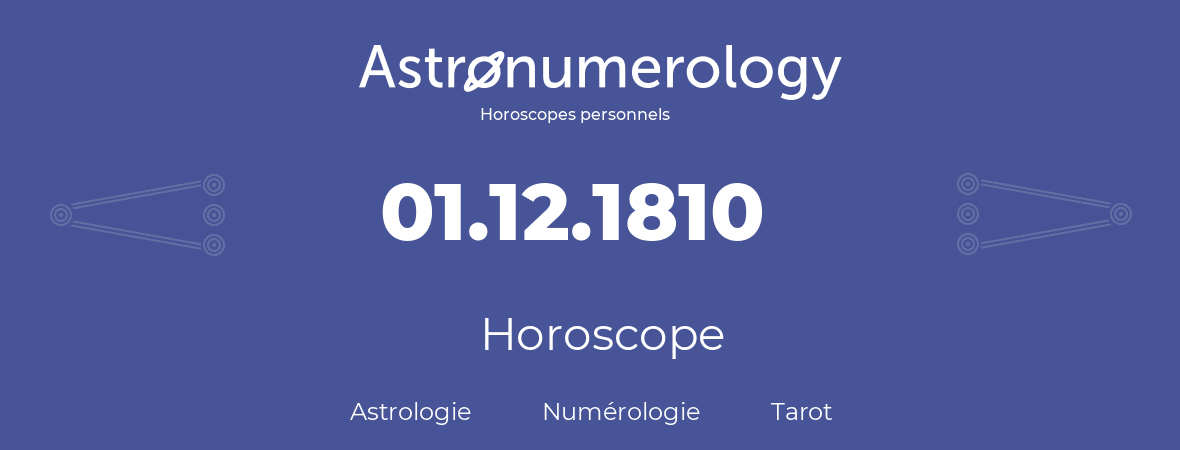 Horoscope pour anniversaire (jour de naissance): 01.12.1810 (01 Décembre 1810)