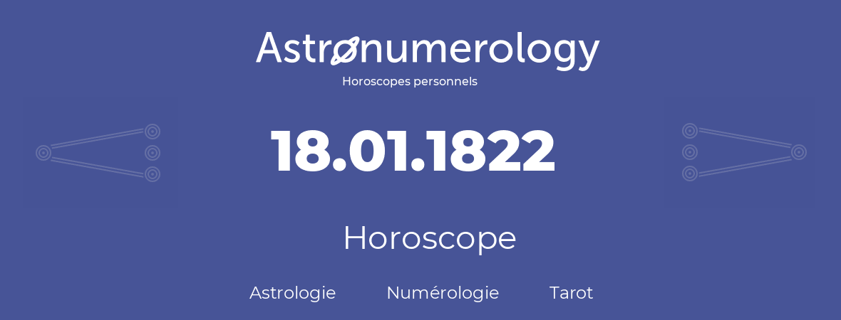 Horoscope pour anniversaire (jour de naissance): 18.01.1822 (18 Janvier 1822)