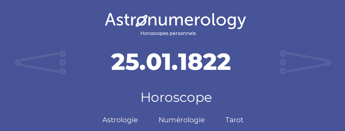 Horoscope pour anniversaire (jour de naissance): 25.01.1822 (25 Janvier 1822)