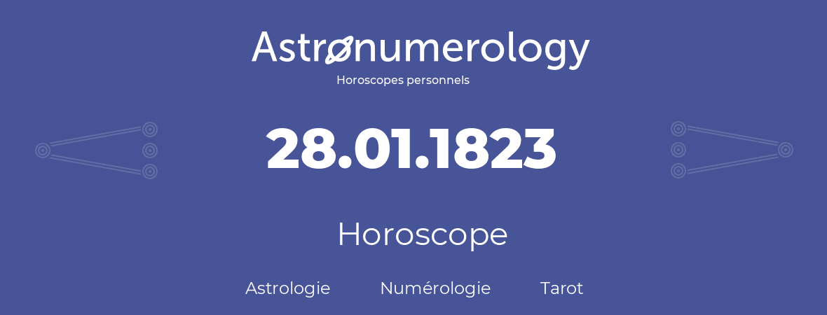 Horoscope pour anniversaire (jour de naissance): 28.01.1823 (28 Janvier 1823)