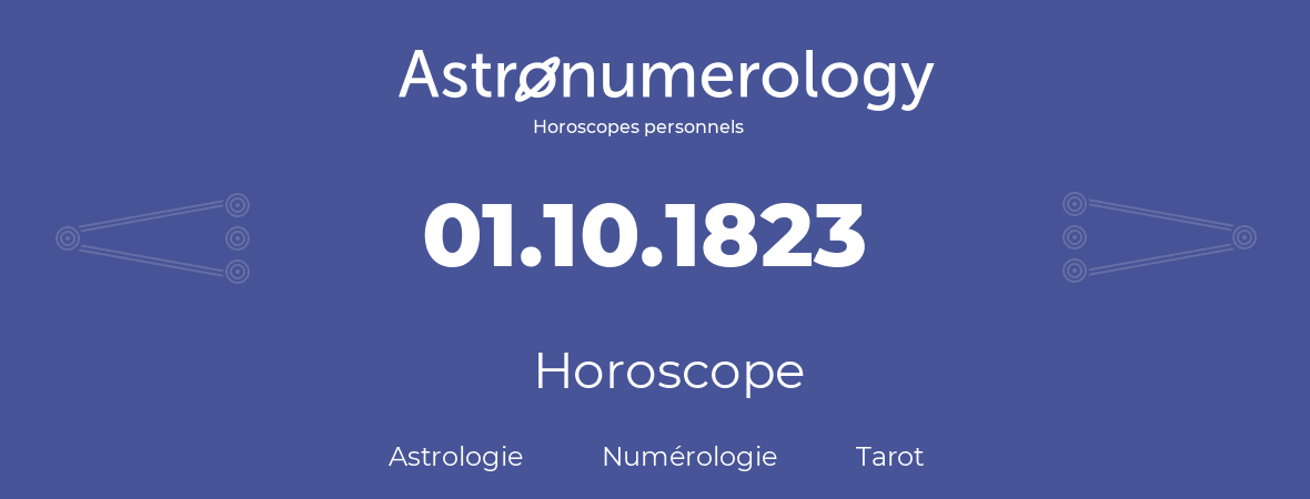 Horoscope pour anniversaire (jour de naissance): 01.10.1823 (1 Octobre 1823)