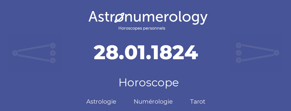 Horoscope pour anniversaire (jour de naissance): 28.01.1824 (28 Janvier 1824)