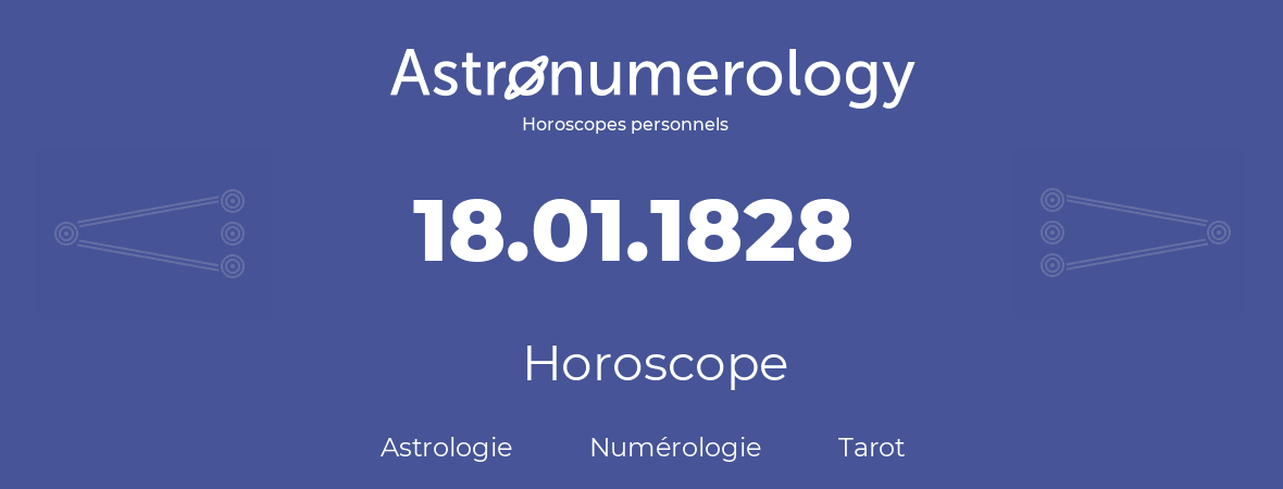 Horoscope pour anniversaire (jour de naissance): 18.01.1828 (18 Janvier 1828)