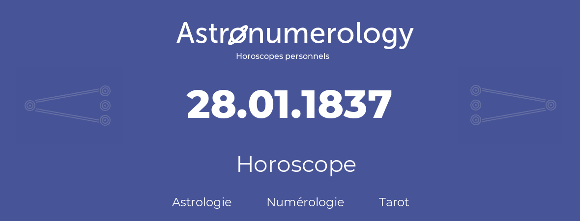 Horoscope pour anniversaire (jour de naissance): 28.01.1837 (28 Janvier 1837)