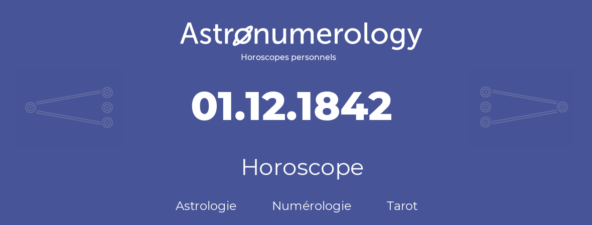 Horoscope pour anniversaire (jour de naissance): 01.12.1842 (1 Décembre 1842)