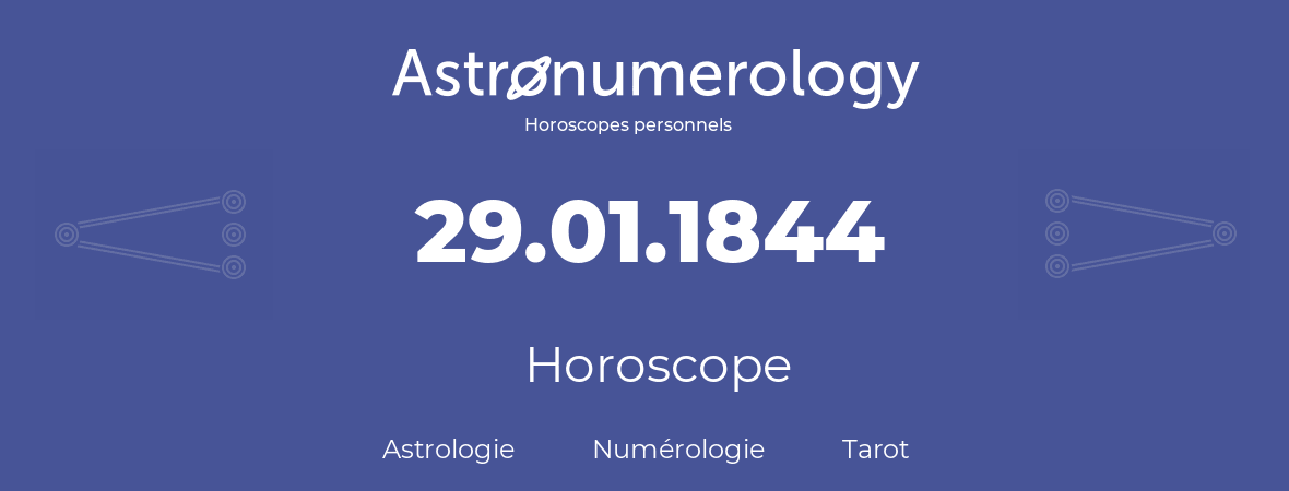 Horoscope pour anniversaire (jour de naissance): 29.01.1844 (29 Janvier 1844)