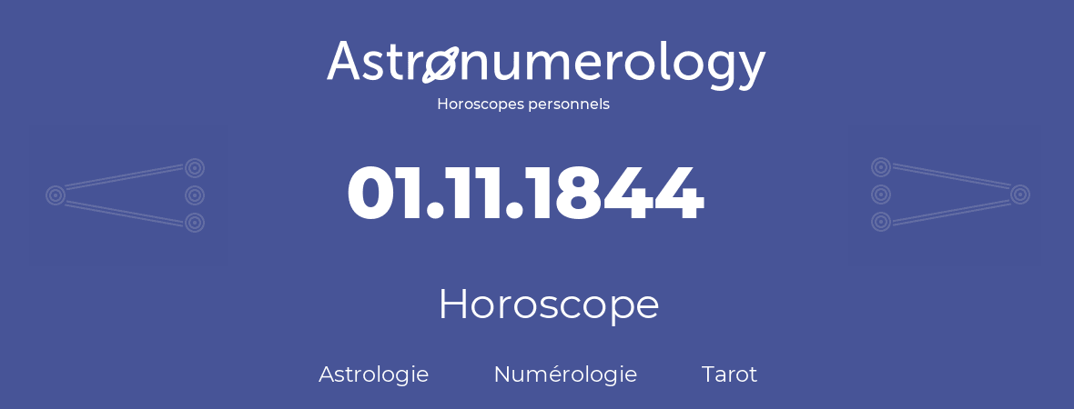 Horoscope pour anniversaire (jour de naissance): 01.11.1844 (1 Novembre 1844)