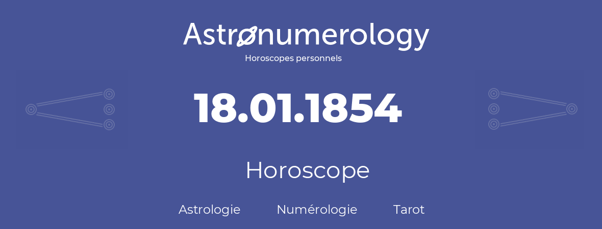 Horoscope pour anniversaire (jour de naissance): 18.01.1854 (18 Janvier 1854)