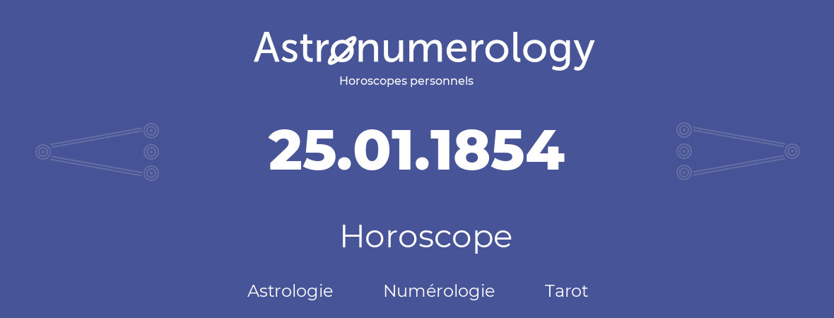 Horoscope pour anniversaire (jour de naissance): 25.01.1854 (25 Janvier 1854)