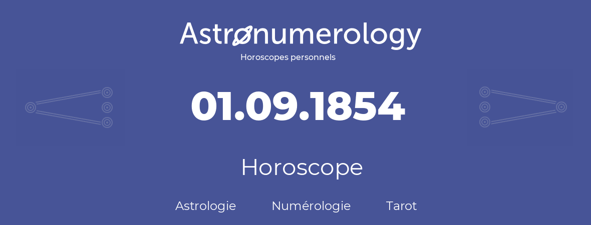 Horoscope pour anniversaire (jour de naissance): 01.09.1854 (01 Septembre 1854)