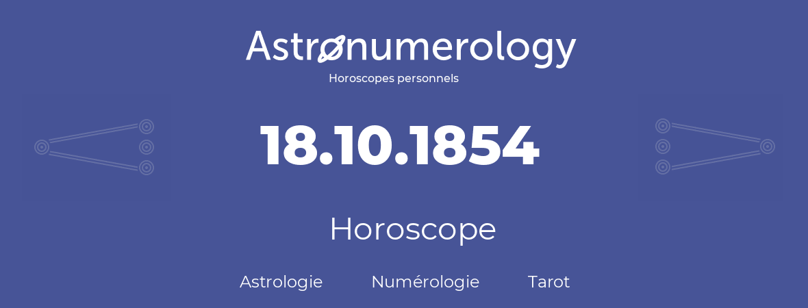 Horoscope pour anniversaire (jour de naissance): 18.10.1854 (18 Octobre 1854)