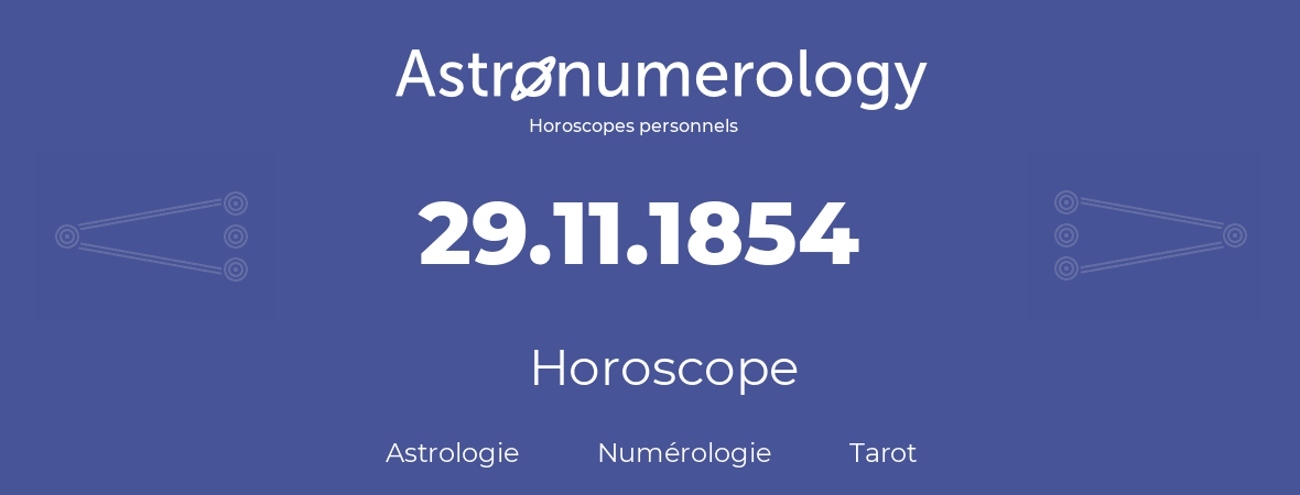 Horoscope pour anniversaire (jour de naissance): 29.11.1854 (29 Novembre 1854)