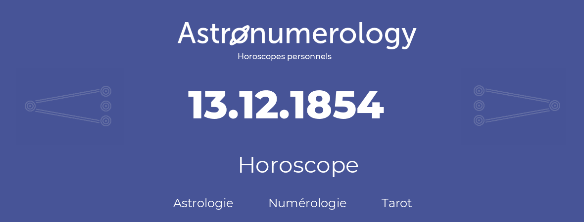 Horoscope pour anniversaire (jour de naissance): 13.12.1854 (13 Décembre 1854)