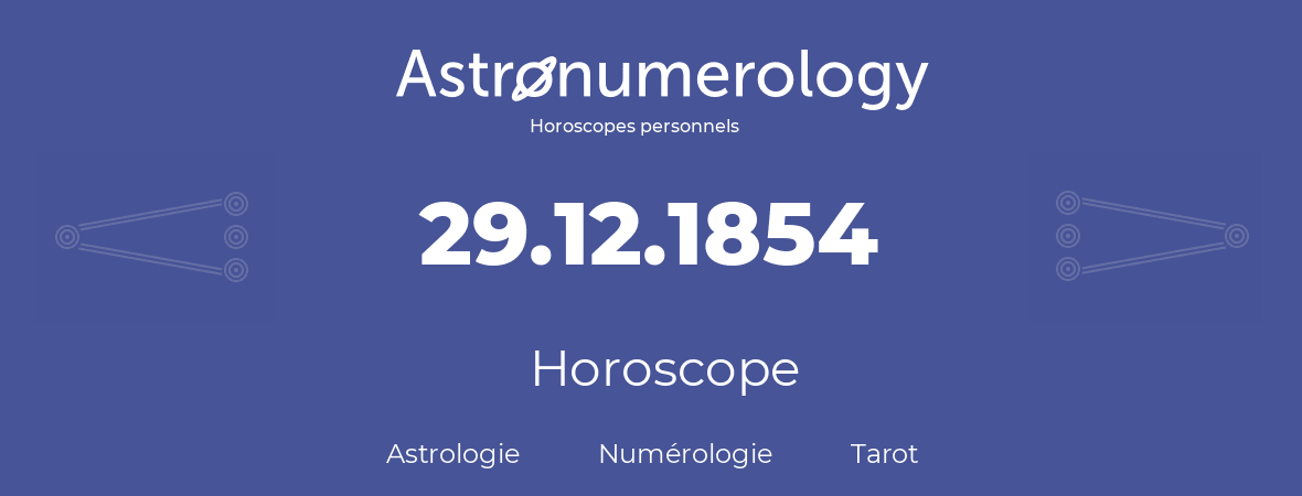 Horoscope pour anniversaire (jour de naissance): 29.12.1854 (29 Décembre 1854)