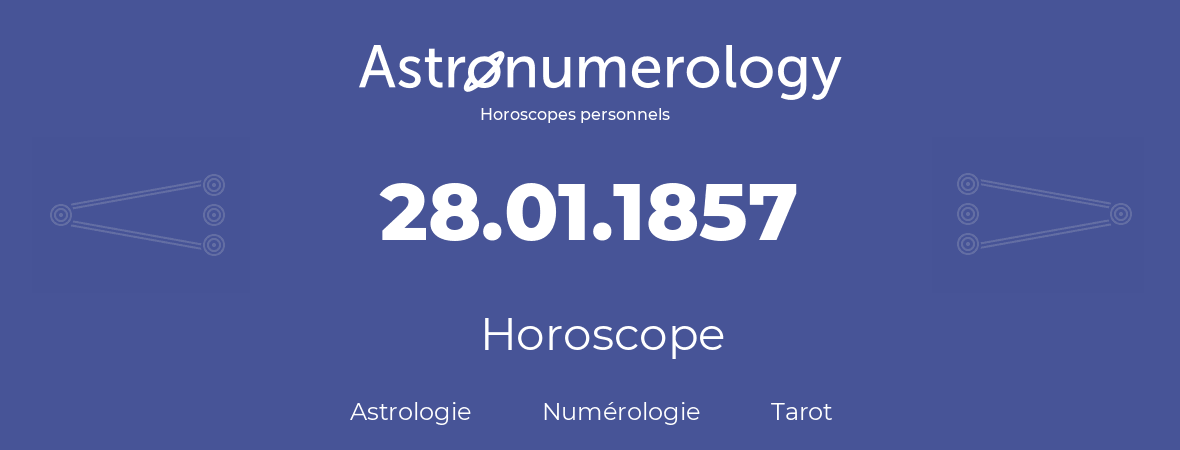 Horoscope pour anniversaire (jour de naissance): 28.01.1857 (28 Janvier 1857)