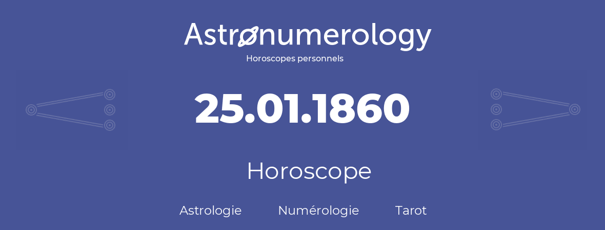 Horoscope pour anniversaire (jour de naissance): 25.01.1860 (25 Janvier 1860)