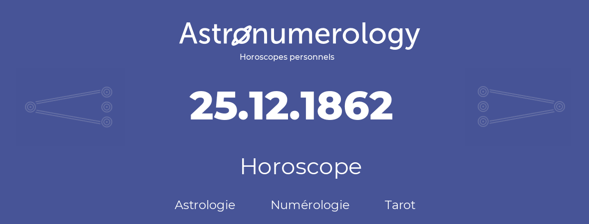 Horoscope pour anniversaire (jour de naissance): 25.12.1862 (25 Décembre 1862)