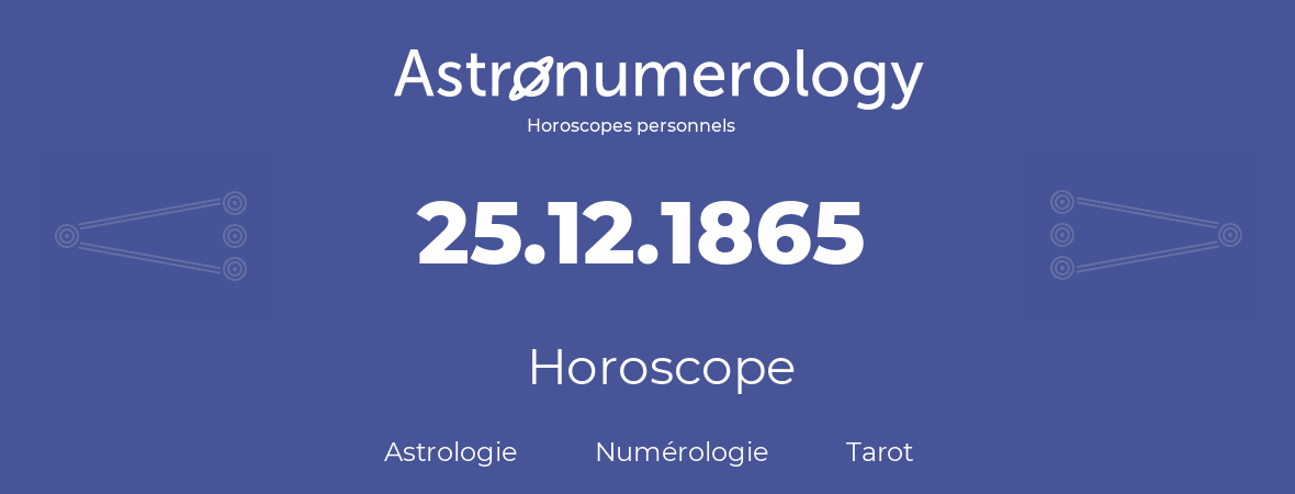 Horoscope pour anniversaire (jour de naissance): 25.12.1865 (25 Décembre 1865)