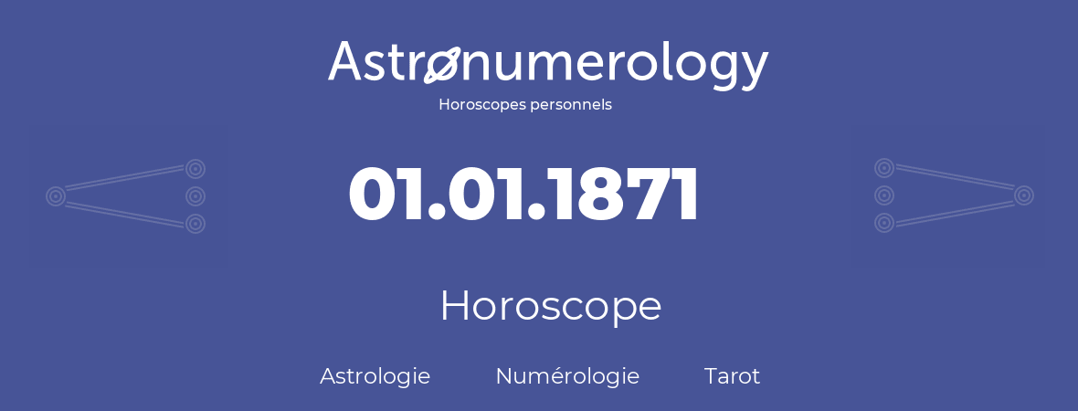 Horoscope pour anniversaire (jour de naissance): 01.01.1871 (1 Janvier 1871)