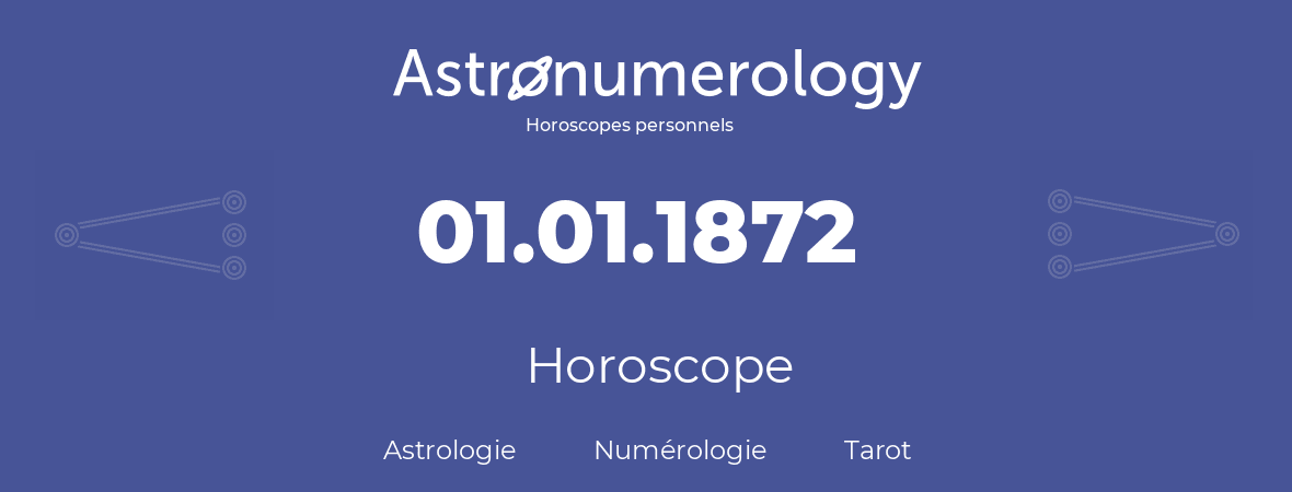 Horoscope pour anniversaire (jour de naissance): 01.01.1872 (1 Janvier 1872)