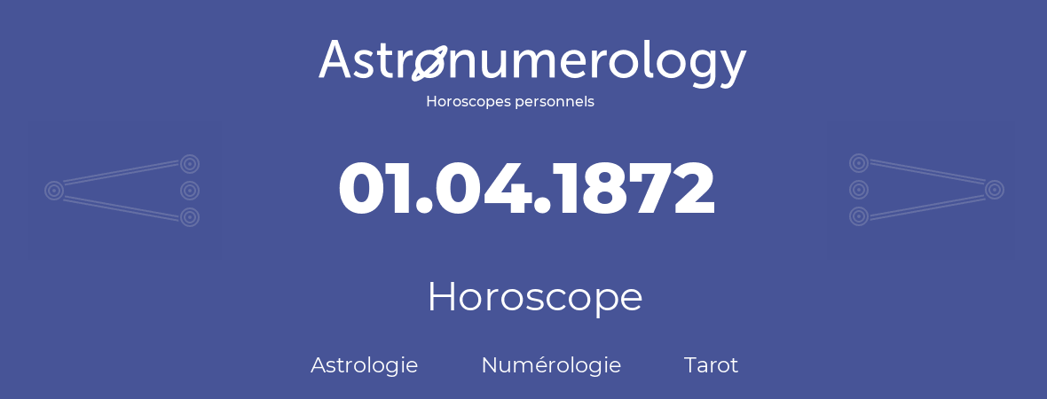 Horoscope pour anniversaire (jour de naissance): 01.04.1872 (31 Avril 1872)