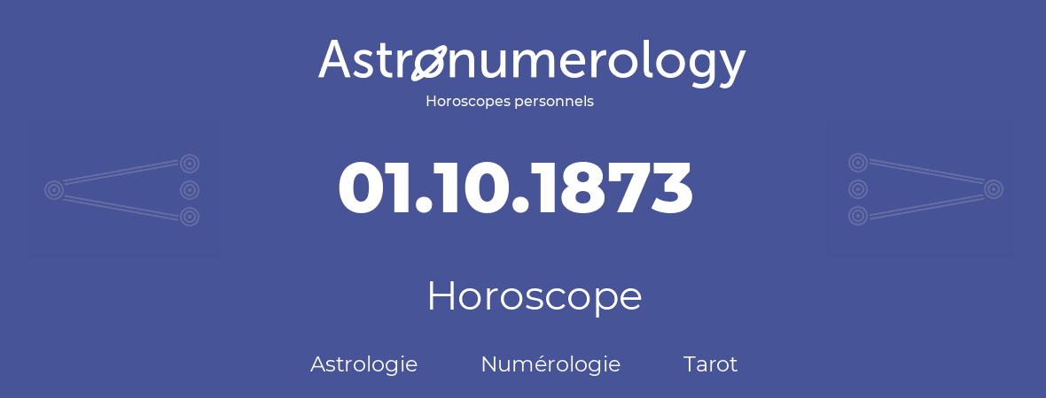 Horoscope pour anniversaire (jour de naissance): 01.10.1873 (1 Octobre 1873)