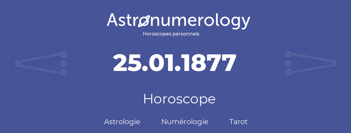 Horoscope pour anniversaire (jour de naissance): 25.01.1877 (25 Janvier 1877)