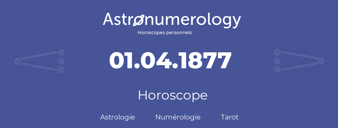 Horoscope pour anniversaire (jour de naissance): 01.04.1877 (31 Avril 1877)