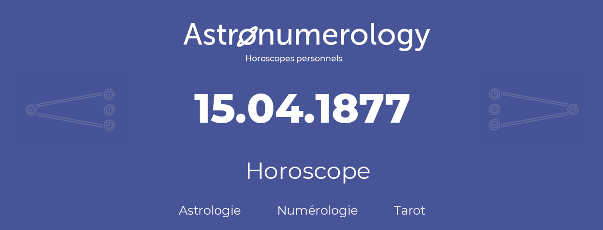 Horoscope pour anniversaire (jour de naissance): 15.04.1877 (15 Avril 1877)