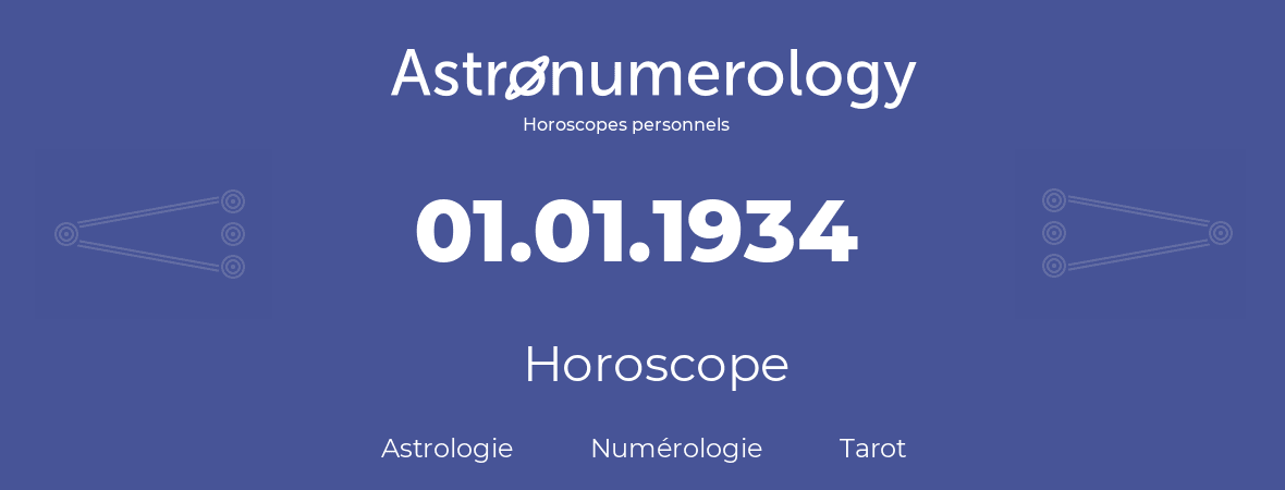 Horoscope pour anniversaire (jour de naissance): 01.01.1934 (1 Janvier 1934)