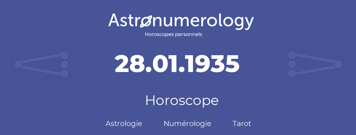 Horoscope pour anniversaire (jour de naissance): 28.01.1935 (28 Janvier 1935)