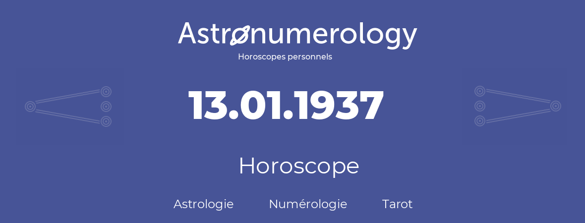 Horoscope pour anniversaire (jour de naissance): 13.01.1937 (13 Janvier 1937)