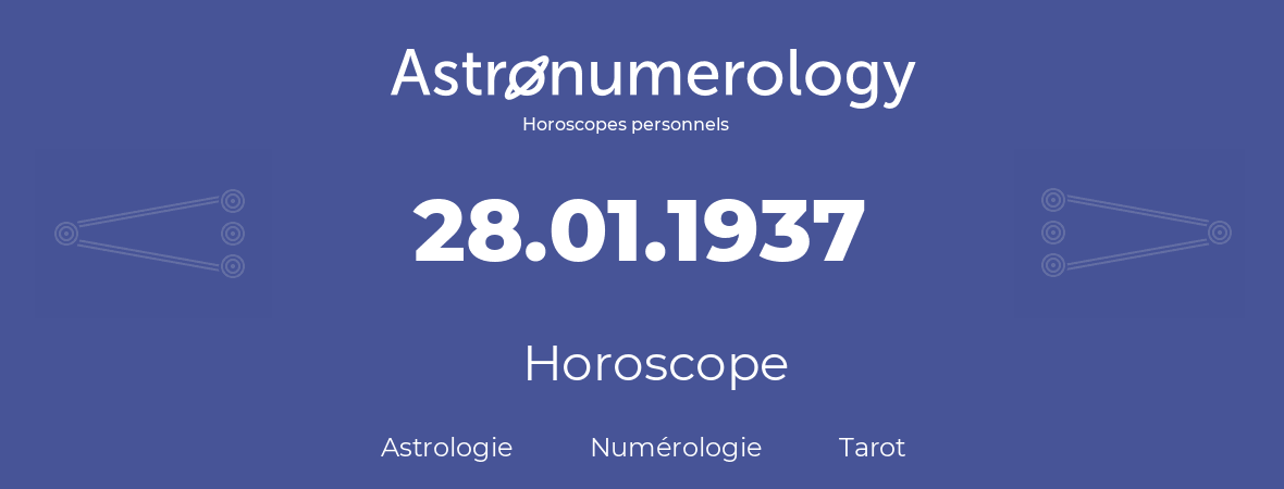 Horoscope pour anniversaire (jour de naissance): 28.01.1937 (28 Janvier 1937)