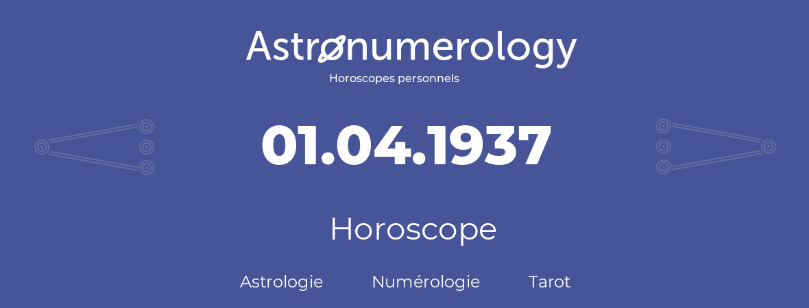 Horoscope pour anniversaire (jour de naissance): 01.04.1937 (01 Avril 1937)