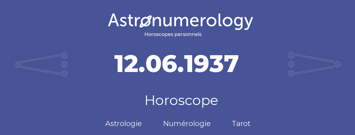 Horoscope pour anniversaire (jour de naissance): 12.06.1937 (12 Juin 1937)